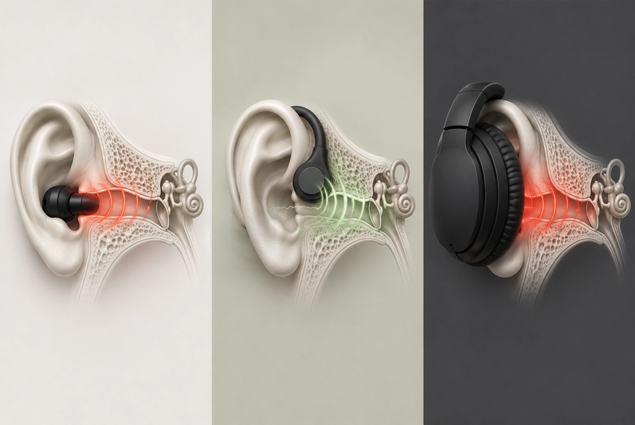 Comparaison des types de casques — vue transmission sonore